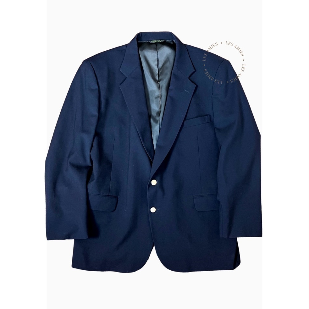Vintage Strathmore Men Genuine Pure Wool Navy Blue Gold Buttons Classic Blazer